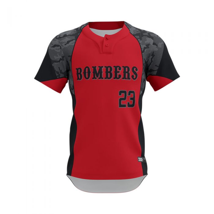 Two Button Custom Baseball Jersey in Mixed Black