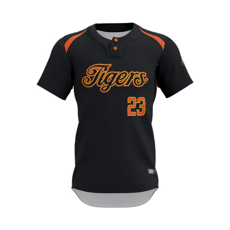 Two Button Custom Baseball Jersey in Tigers Style