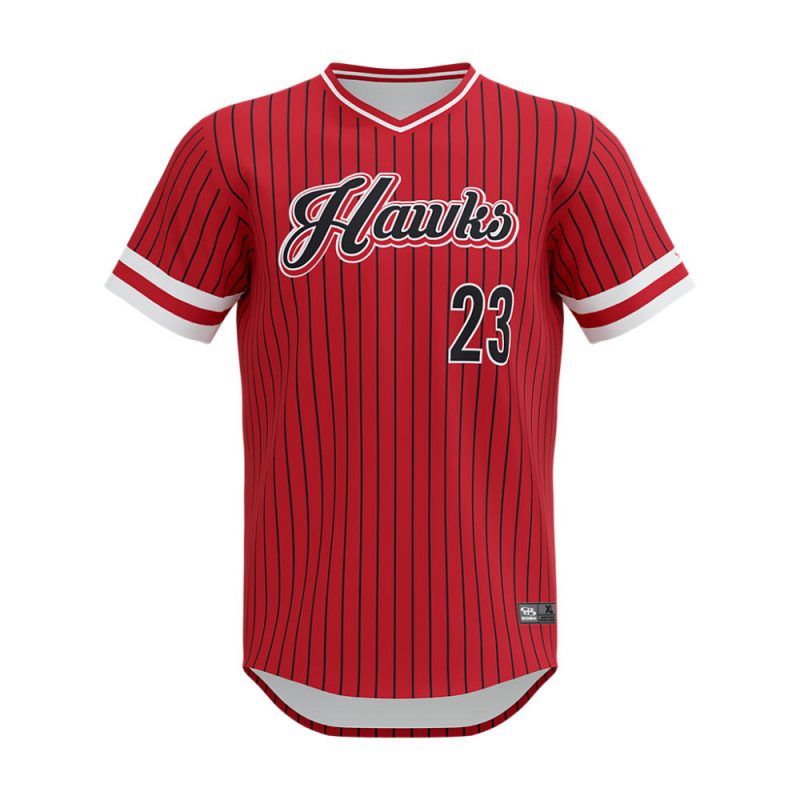 Custom V-Neck Short Sleeve Baseball Jersey Red