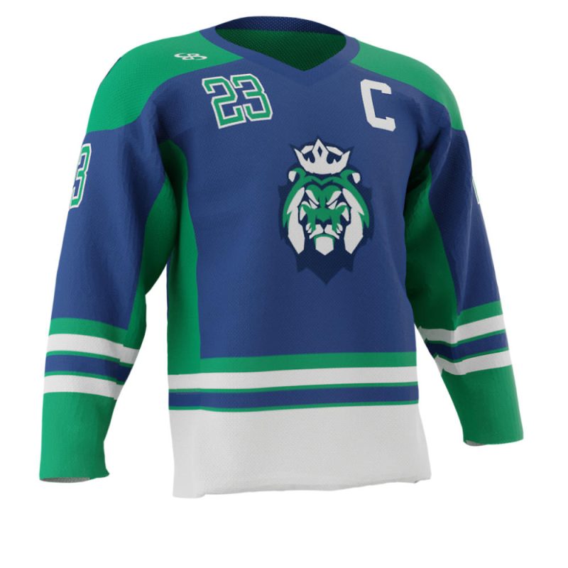 Custom Hockey Jersey Green and Blue